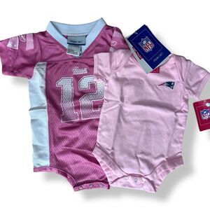 PATRIOTS Tom Brady Jersey One Piece Set 18M NOS Pink NFL Reebok RARE - NWT